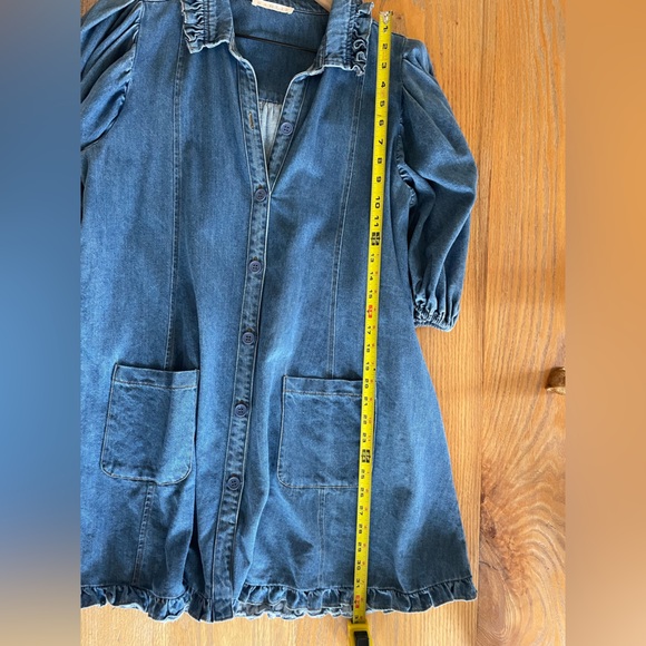 Karlie Denim Ruffle Pocket Dress Large - Picture 7 of 8
